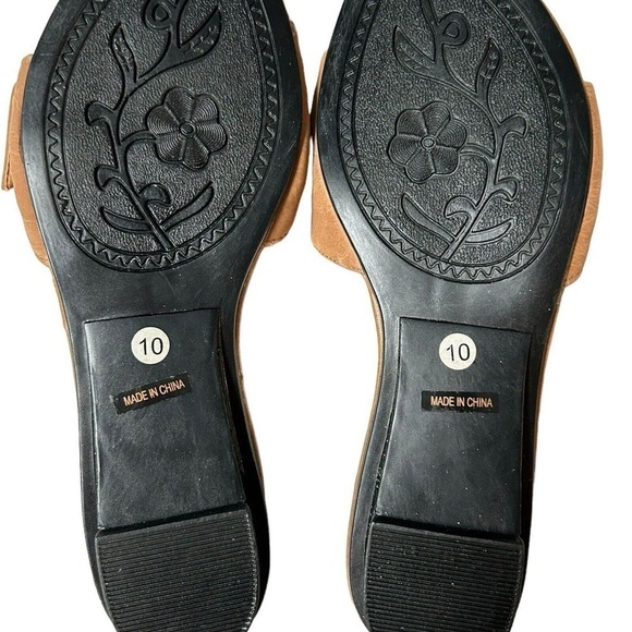 Eve Buckle Sandal Slides Low Heel Camel Color Size 10 - Picture 11 of 15